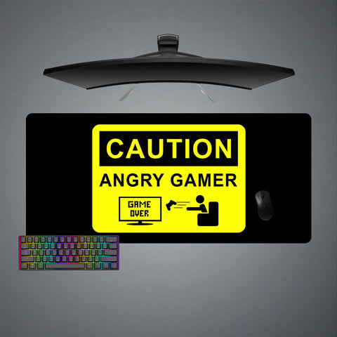 Caution Angry Gamer Design XL Size Gamer Mouse Pad