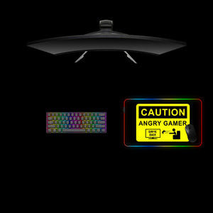 Caution Angry Gamer Design Medium Size RGB Lit Gamer Mouse Pad