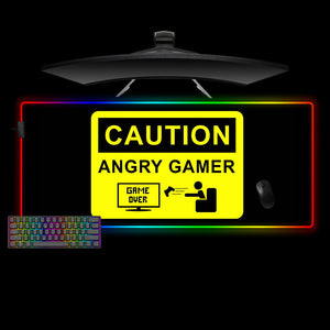 Caution Angry Gamer Design XL Size RGB Lit Gamer Mouse Pad