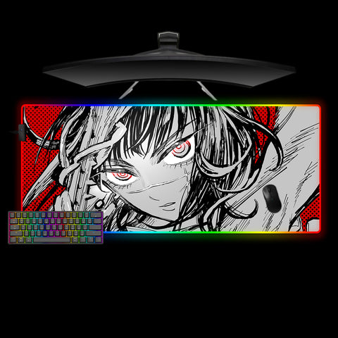 Chainsaw Man Asa Mitaka Design XL Size RGB Backlit Gamer Mouse Pad, Computer Desk Mat