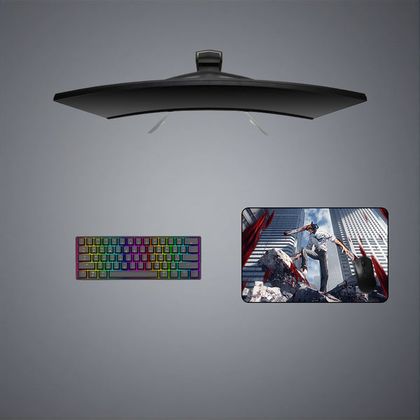 Medium size gamer mousepad with Chainsaw Man Denji Blood printed design