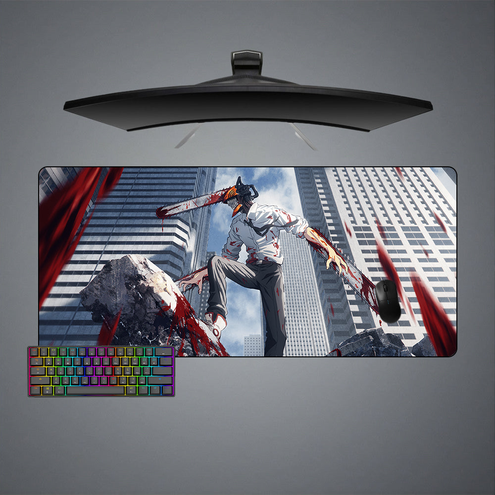 XXL size gamer mousepad with Chainsaw Man Denji Blood printed design