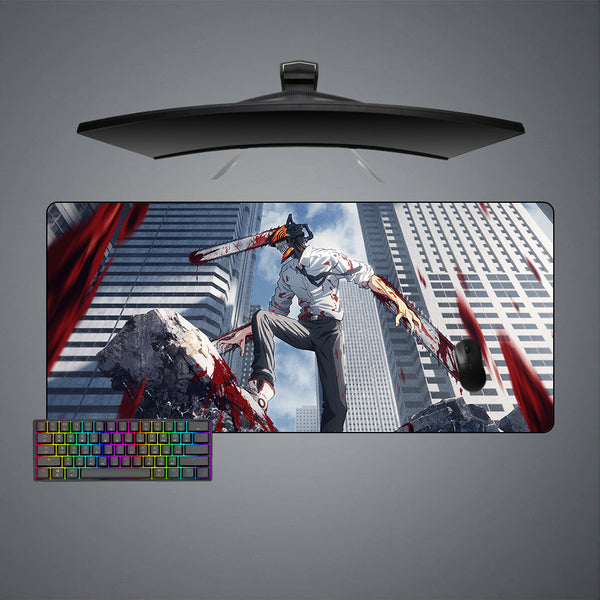 XXL size gamer mousepad with Chainsaw Man Denji Blood printed design
