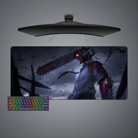 XXL size gaming mousepad with Chainsaw Man Denji Dark printed design