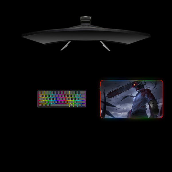 Medium size RGB lit gaming mousepad with Chainsaw Man Denji Dark printed design