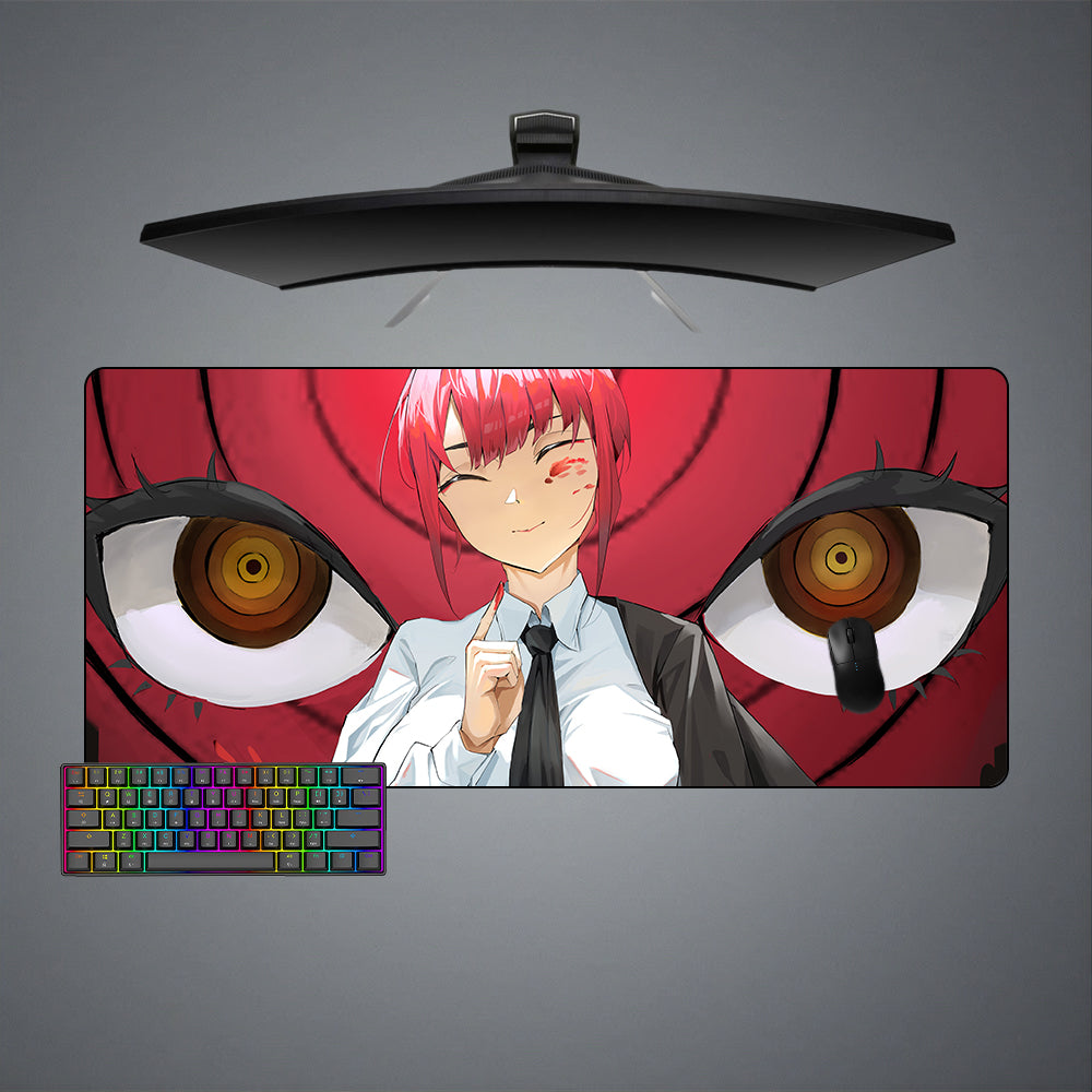 XXL size gamer mousepad with Chainsaw Man Makima Eyes printed design