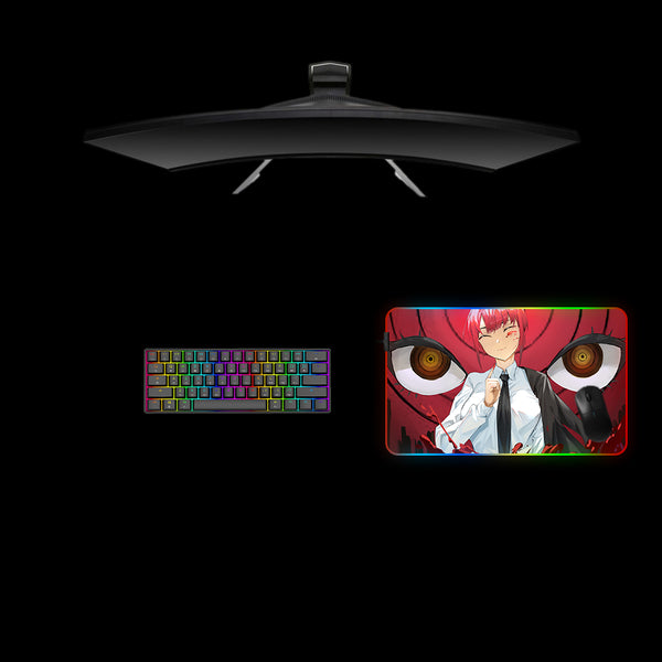 Medium size RGB lit gaming mousepad with Chainsaw Man Makima Eyes printed design
