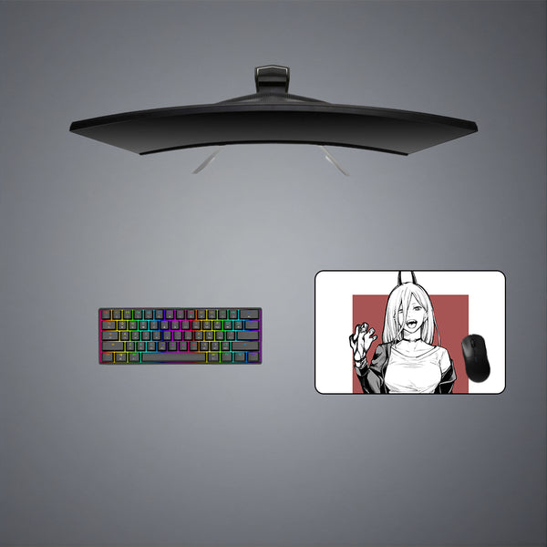 Medium size gamer mousepad with Chainsaw Man Power Drawing printed design