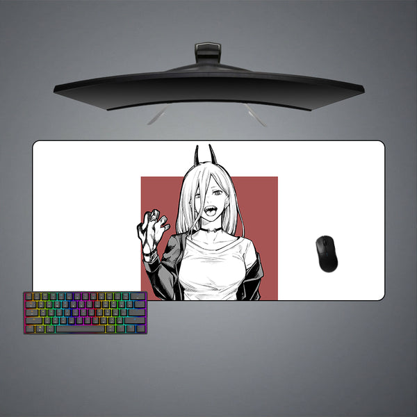 XXL size gamer mousepad with Chainsaw Man Power Drawing printed design