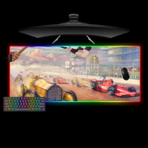 Checkered Flag Design XL Size RGB Backlit Gamer Mouse Pad, Computer Desk Mat