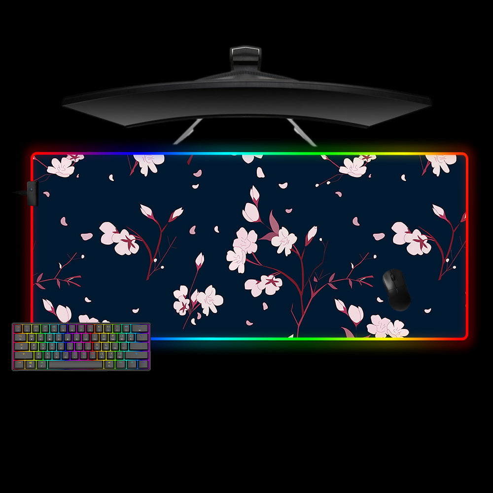 Cherry Blossom Design Large Size RGB Light Gaming Mouse Pad