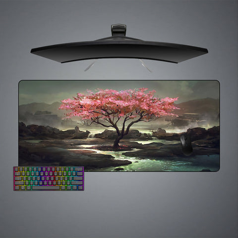 Cherry Blossom Tree Design XXL Size Gamer Mouse Pad, Computer Desk Mat