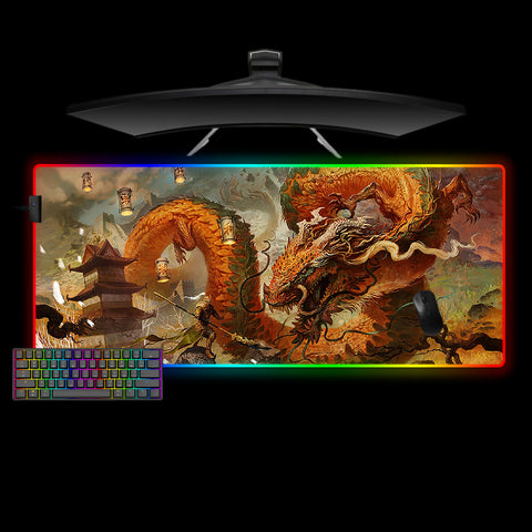 Chinese Style Dragon Design XL Size RGB Lighting Gamer Mouse Pad, Computer Desk Mat