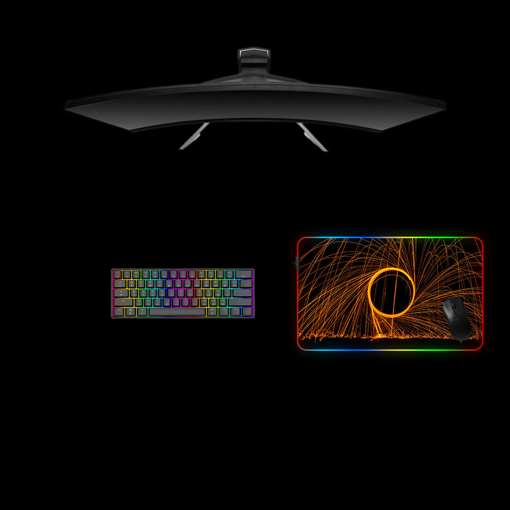 Circular Sparks Design Medium Size RGB Lit Gamer Mouse Pad