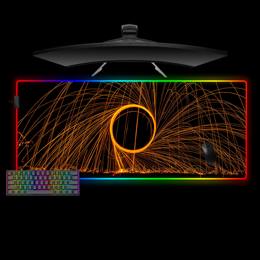 Circular Sparks Design XXL Size RGB Lit Gamer Mouse Pad