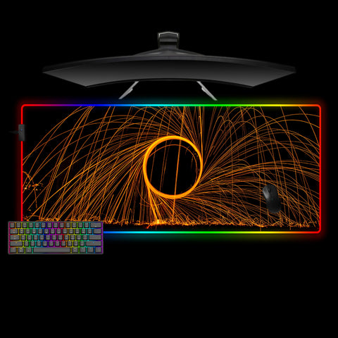 Circular Sparks Design XXL Size RGB Lit Gamer Mouse Pad