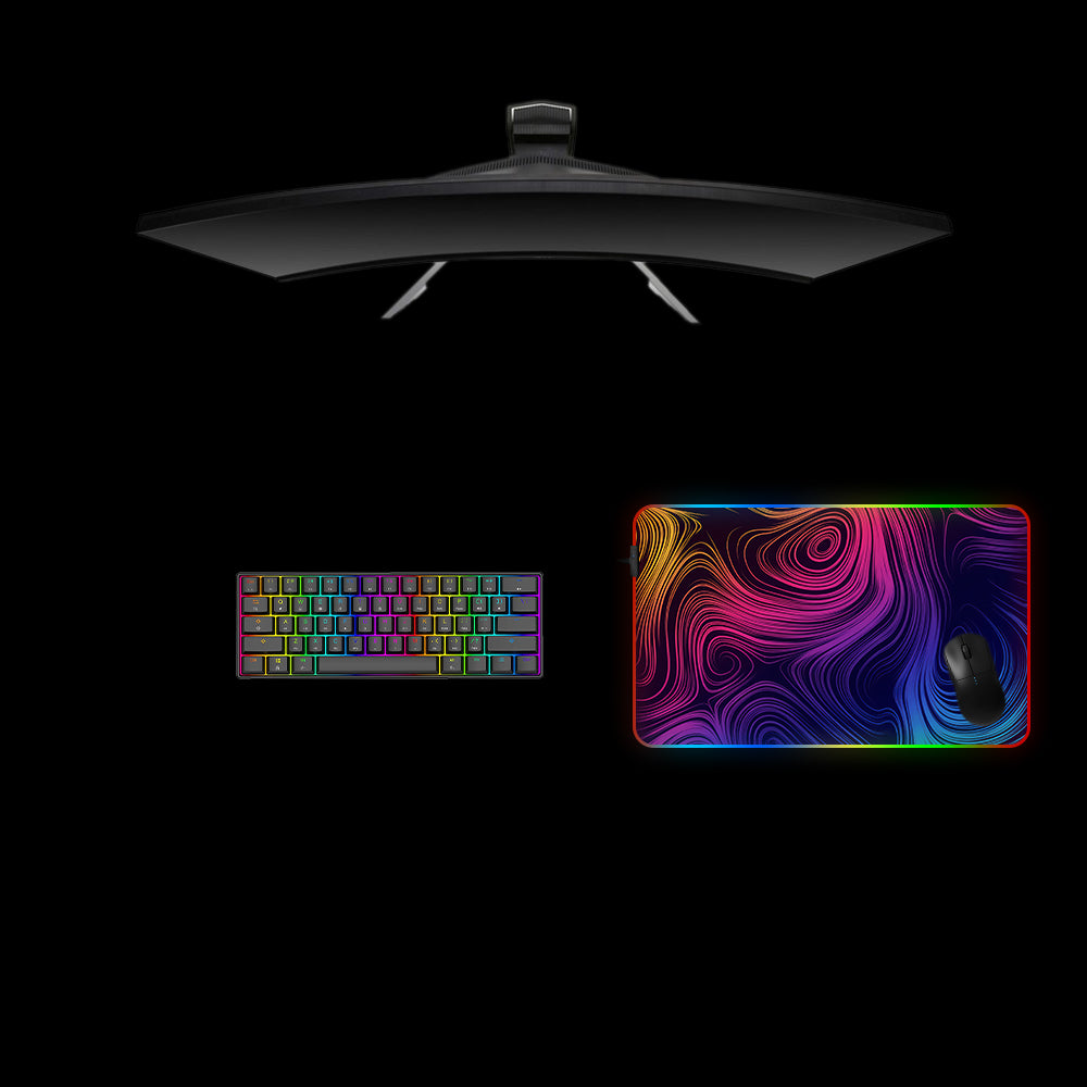 Color Cyclone Design Medium Size RGB Backlit Gaming Mouse Pad, Computer Desk Mat