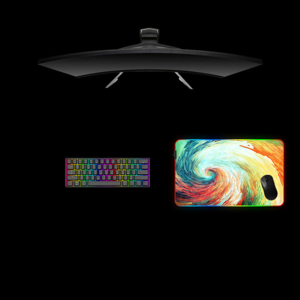 Color Swirl Design Medium Size RGB Backlit Gaming Mouse Pad, Computer Desk Mat