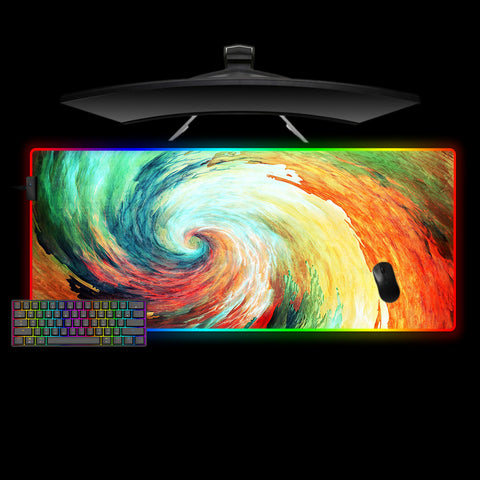 Color Swirl Design XL Size RGB Backlit Gaming Mouse Pad, Computer Desk Mat