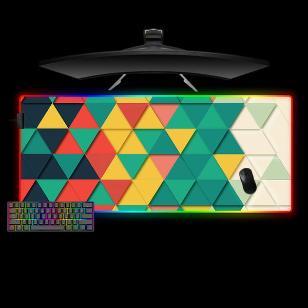 Colorfade Triangles Design XL Size RGB Light Gaming Mouse Pad, Computer Desk Mat