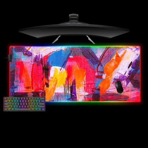 Colorful Abstract Painting Design XXL Size RGB Lit Gaming Mouse Pad