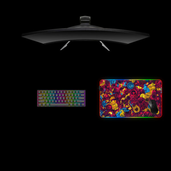 Medium size RGB lit gaming mousepad with Colorful Fractals printed design