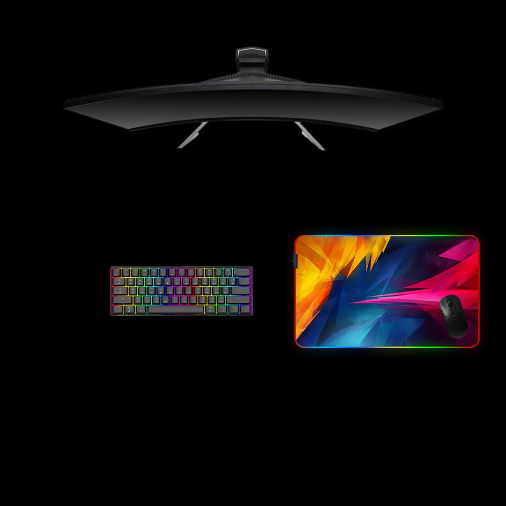 Colorful Shards Design Medium Size RGB Lit Gaming Mouse Pad