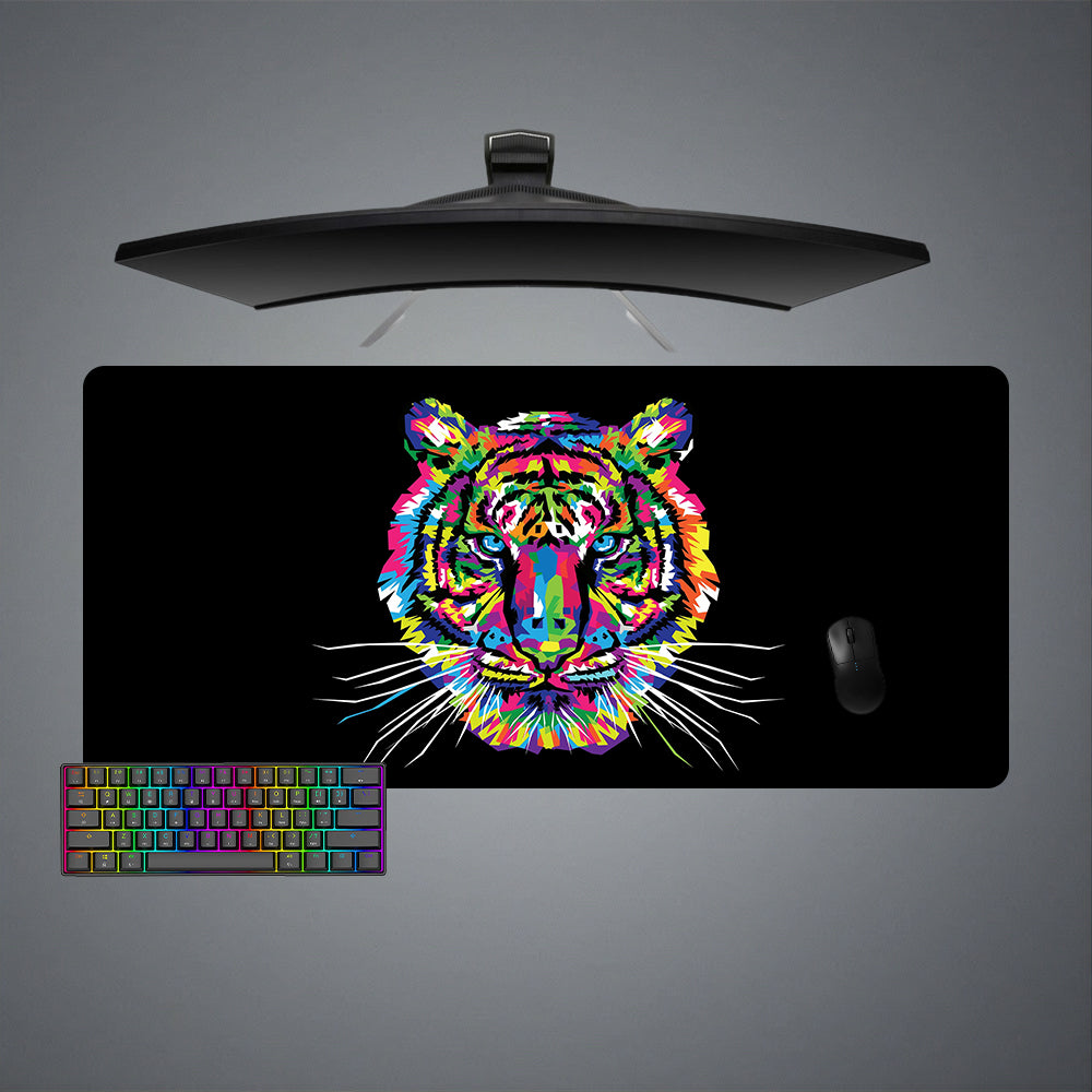 Colorful Tiger Head Design M-XXL Size Gaming Mouse Pad, Computer Desk Mat