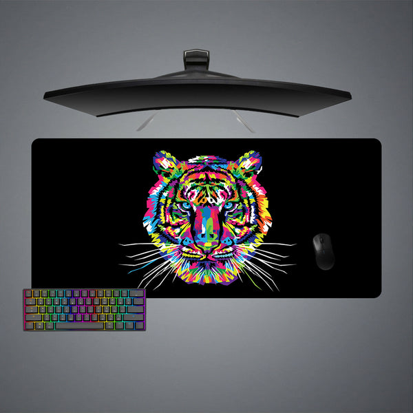 Colorful Tiger Head Design M-XXL Size Gaming Mouse Pad, Computer Desk Mat
