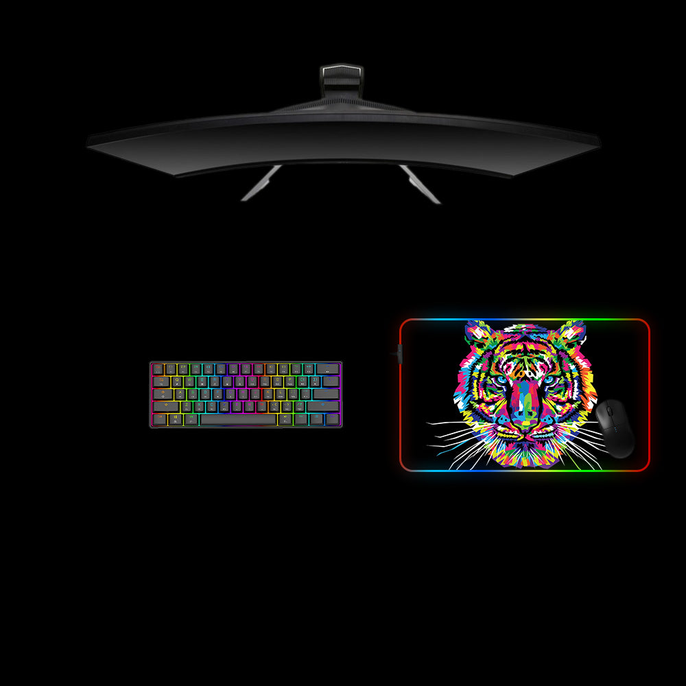Computer Mat Tiger Colorful Tiger Design RGB Mouse Pad XL Computer Desk Mat