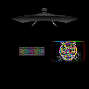 Colorful Tiger Head Design M Size RGB Gaming Mouse Pad, Computer Desk Mat