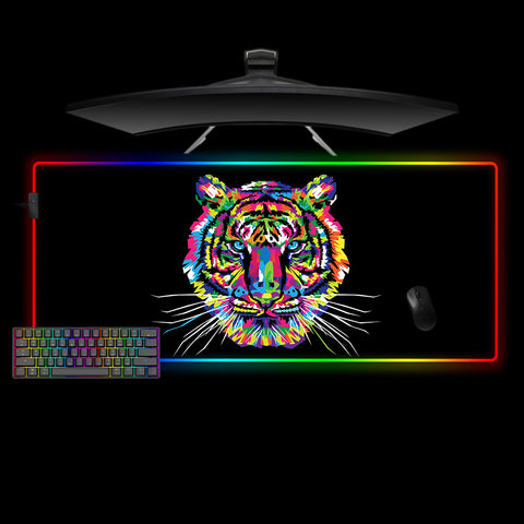 Colorful Tiger Head Design XL Size RGB Gaming Mouse Pad, Computer Desk Mat