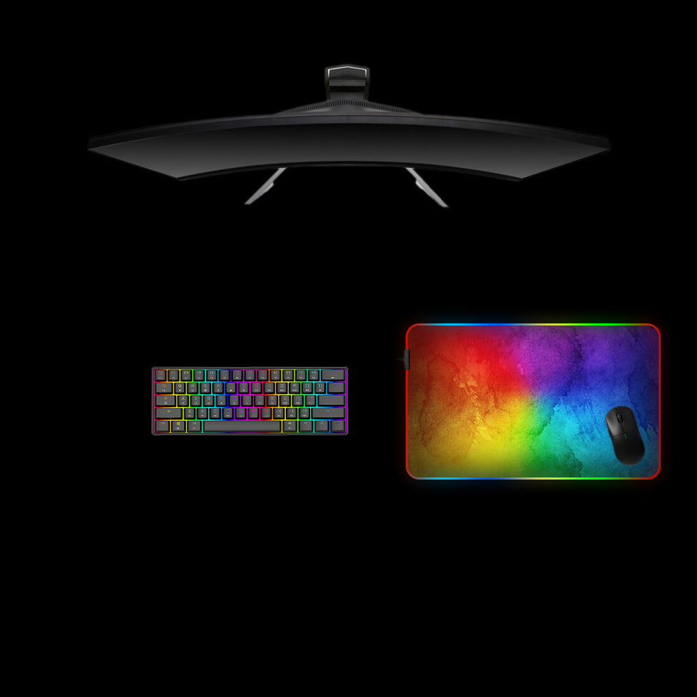 Colorful Watercolor Design Medium Size RGB Illuminated Gamer Mouse Pad