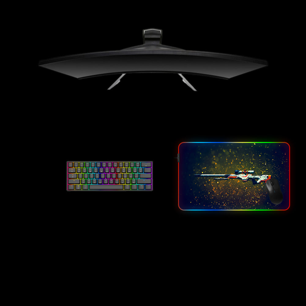 CSGO AWP Asiimov Design Medium Size RGB Illuminated Gaming Mouse Pad, Computer Desk Mat