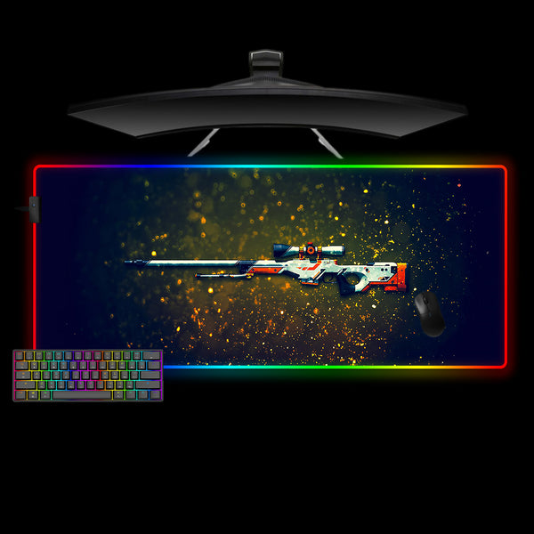 CSGO AWP Asiimov Design XXL Size RGB Illuminated Gaming Mouse Pad, Computer Desk Mat