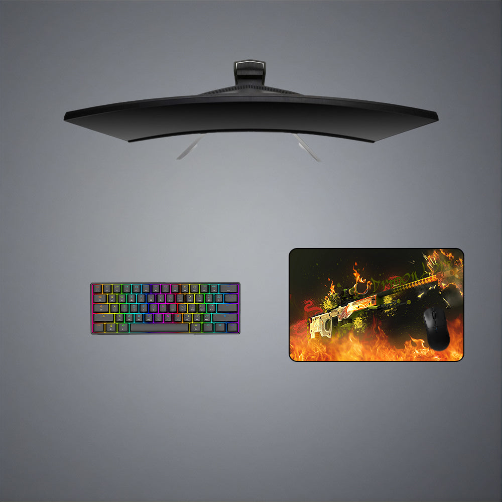 CSGO Dragon Lore Fire Design Medium Size Gamer Mouse Pad, Computer Desk Mat
