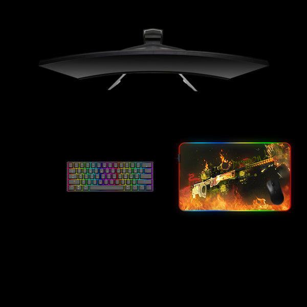CSGO Dragon Lore Fire Design Medium Size RGB Lighting Gamer Mouse Pad, Computer Desk Mat