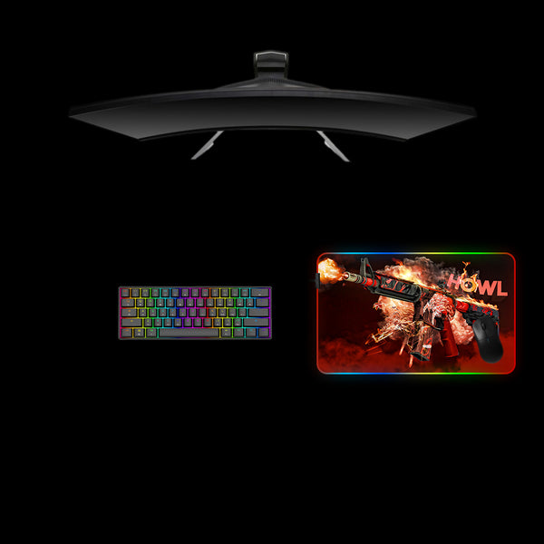 CSGO M4A4 Howl Design Medium Size RGB Light Up Gaming Mouse Pad, Computer Desk Mat