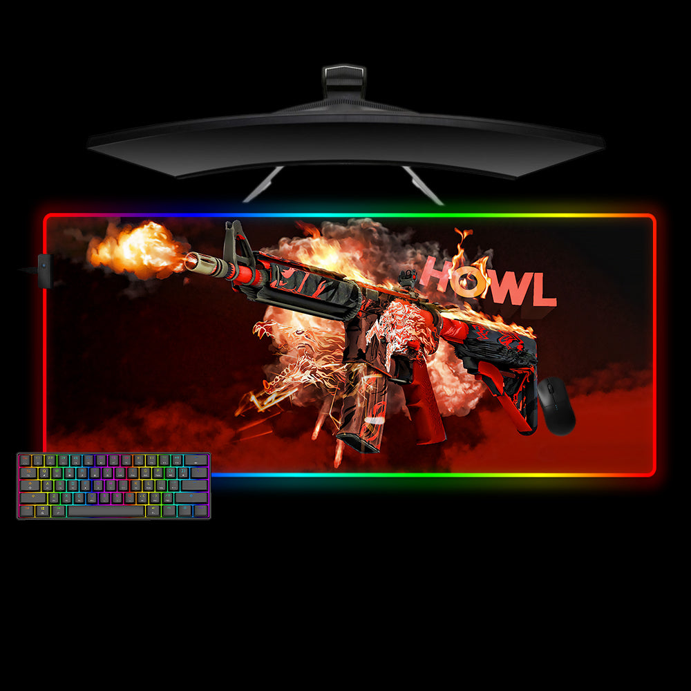 CSGO M4A4 Howl Design XXL Size RGB Light Up Gaming Mouse Pad, Computer Desk Mat
