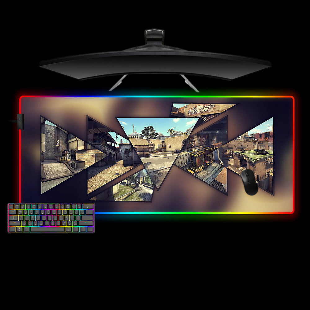 Counter-Strike Maps Design XL Size RGB Light Gamer Mouse Pad