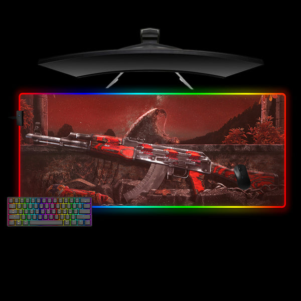 CSGO Red Laminate Design XXL Size RGB Lighting Gaming Mouse Pad, Computer Desk Mat