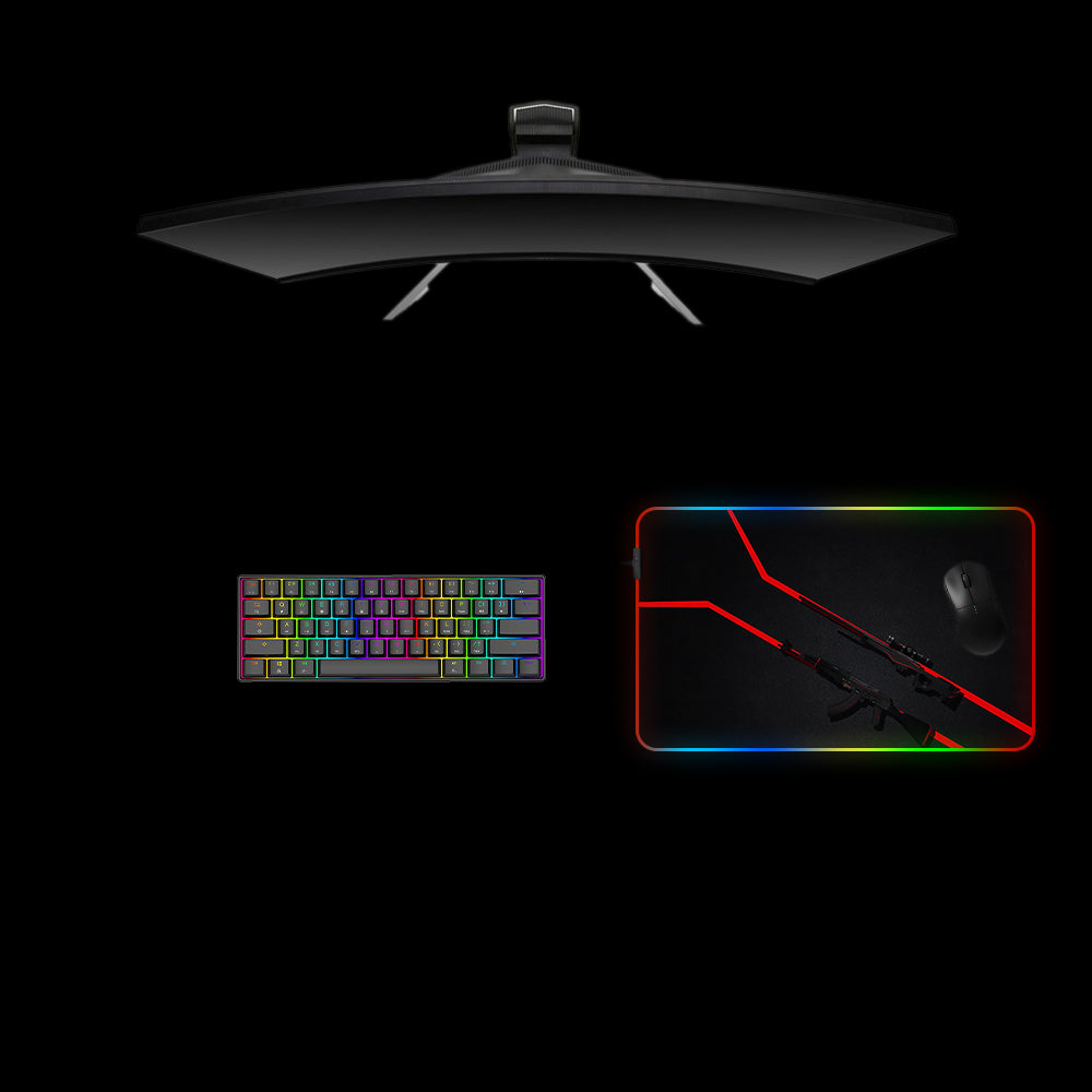 CSGO Redline Design Medium Size RGB Lighting Gamer Mouse Pad, Computer Desk Mat
