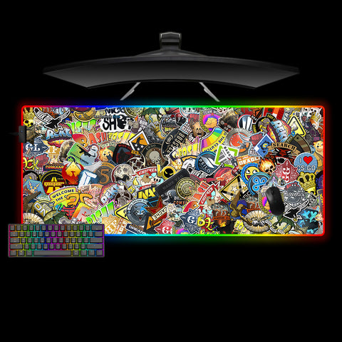 Counter Strike Stickers Design XXL Size RGB Backlit Gamer Mouse Pad