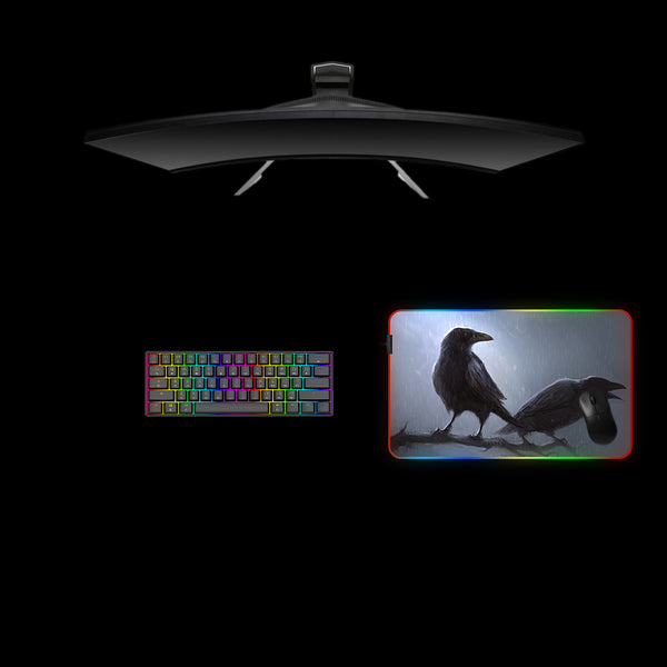 Crows Design M Size RGB Gaming Mouse Pad, Computer Desk Mat
