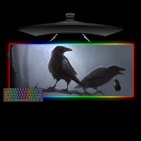Crows Design XL Size RGB Gaming Mouse Pad, Computer Desk Mat