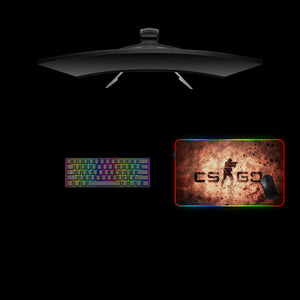 CSGO Logo Design Medium Size RGB Illuminated Gaming Mouse Pad, Computer Desk Mat