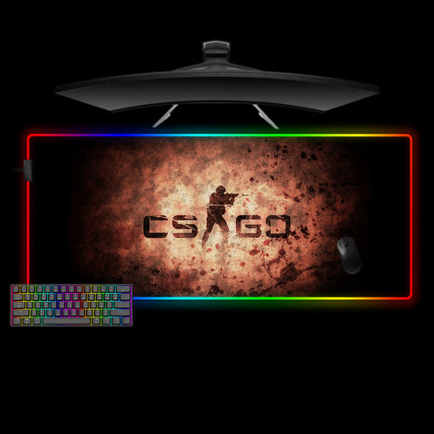 CSGO Logo Design XXL Size RGB Illuminated Gaming Mouse Pad, Computer Desk Mat