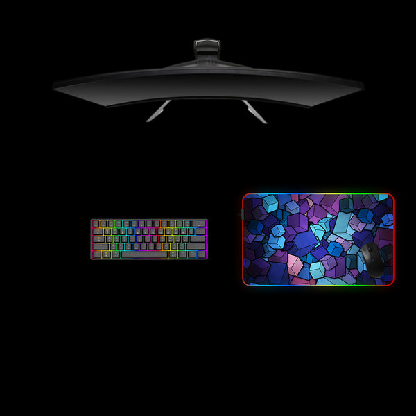 Cubes Design Medium Size RGB Lighting Gaming Mouse Pad, Computer Desk Mat