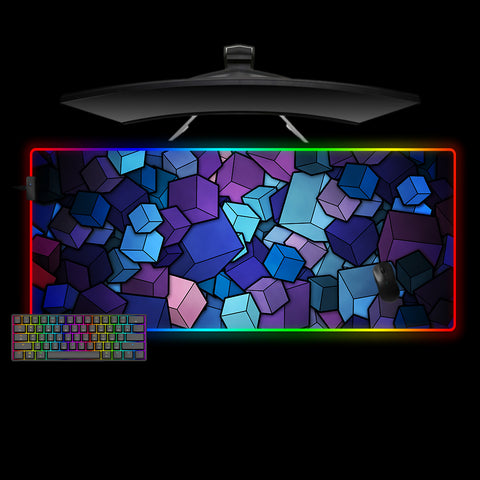 Cubes Design XXL Size RGB Lighting Gaming Mouse Pad, Computer Desk Mat