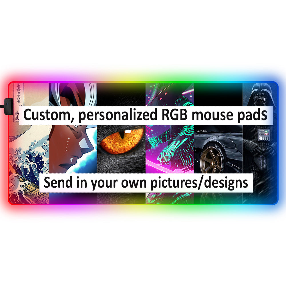 Custom, Personalized Design M-XXL Size RGB Backlit Gaming Mouse Pad, Computer Desk Mat